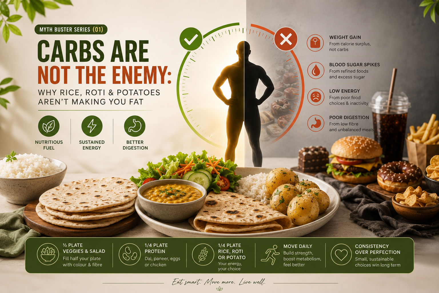 CARBS ARE NOT THE ENEMY: WHY RICE, ROTI & POTATOES AREN’T MAKING YOU FAT